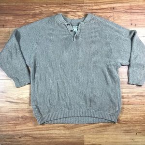 Mens L.L Bean Khaki Long Sleeve Knit Sweater Large